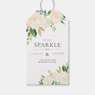 Etiquetas Para Regalos Purpurinas románticos Rosas Boda Sparkler Tag