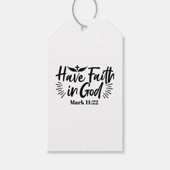 Etiquetas Para Regalos Que Dios tenga fe en la cita Inspiradora 11:22 (Anverso)