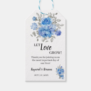 Etiquetas Para Regalos Que el amor crezca Flor azul Boda Favor de las eti