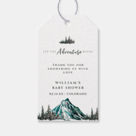 Etiquetas Para Regalos Que la aventura empiece Mountain Pine Baby Shower