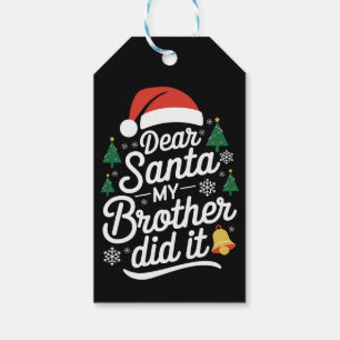Etiquetas Para Regalos Querido Santa Mi Hermano Lo Hizo Funny Navidad 