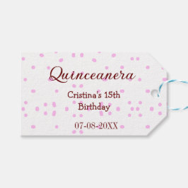 Etiquetas Para Regalos Quinceanera anos 15 años añadir puntos rosados