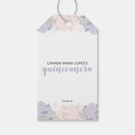 Etiquetas Para Regalos Quinceanera Fiesta de Peonies Rosados y Morados