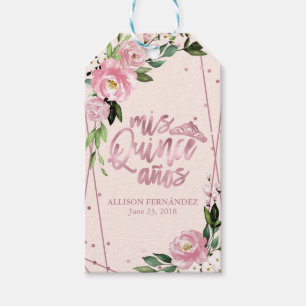 Etiquetas Para Regalos Quinceanera floral de Rubor