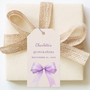 Etiquetas Para Regalos Quinceañera lazo lavanda marfil DIY escribir a man