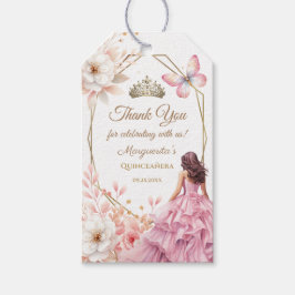 Etiquetas Para Regalos Quinceañera Rubor Rosa Floral Princesa Mariposa