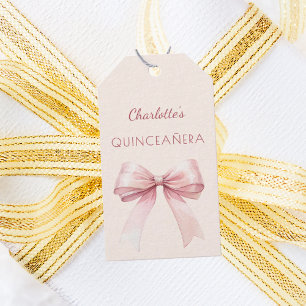 Etiquetas Para Regalos Quinceañera rubor rosa lazo marfil DIY