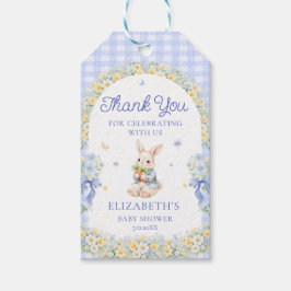 Etiquetas Para Regalos Rabbit Gingham Blue Baby Shower Thank You Gift Tag