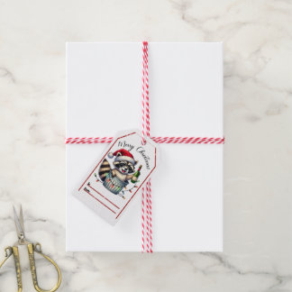 Etiquetas Para Regalos ¡Raccoon celebra a los Navidades con alegría!