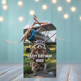 Etiquetas Para Regalos Raccoon Pilot Airplane Funny Photo Birthday Custom