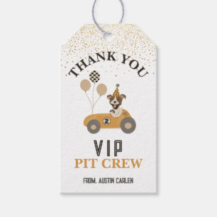 Etiquetas Para Regalos Race Car Dog Boys fiesta de cumpleaños VIP