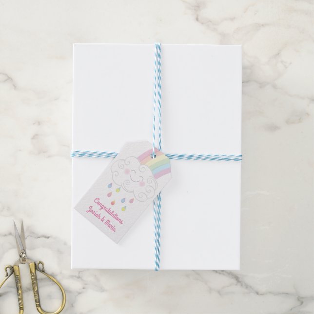 Etiquetas Para Regalos Rainbow Baby Shower (Con cuerda)