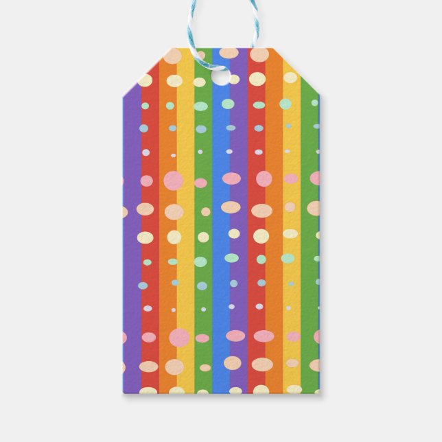ETIQUETAS PARA REGALOS RAINBOW DOT SRIPES (Anverso)