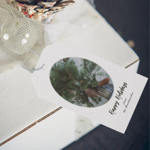 Etiquetas Para Regalos Rama de árbol Spruce de estilo vintage