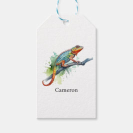 Etiquetas Para Regalos Rama de Colores: Arte Camaleón, personalizado