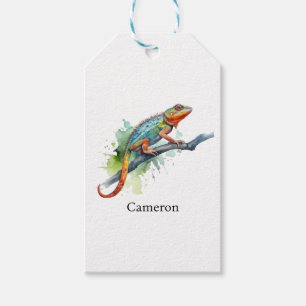 Etiquetas Para Regalos Rama de Colores: Arte Camaleón, personalizado