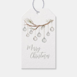 Etiquetas Para Regalos Rama rústica de Navidad con luces colgantes