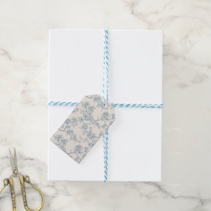 Etiquetas Para Regalos Ramas de flor de cerezo en azul y blanco apagado