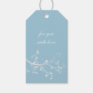 Etiquetas Para Regalos Ramas de pájaro azul y blanco