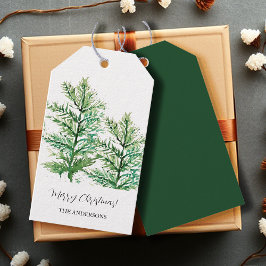 Etiquetas Para Regalos Ramas de pino acuarela verde