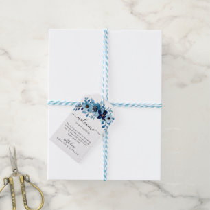 Etiquetas Para Regalos Ramo de flores de acuarela azul polvoriento elegan