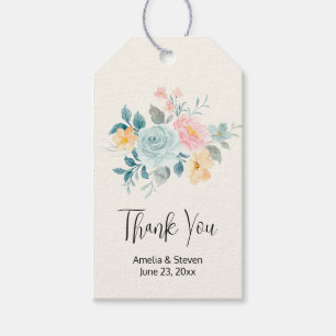 Etiquetas Para Regalos Ramo de flores nupciales de rosa y azul elegante