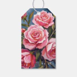 Etiquetas Para Regalos Ramo de Rosas Rosadas Pintado