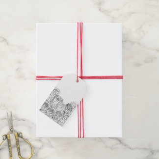 Etiquetas Para Regalos Ramo Esbozado de Protea Negro y Blanco