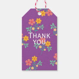 Etiquetas Para Regalos Ramo Retro de Margaritas en Morado Agradecimiento