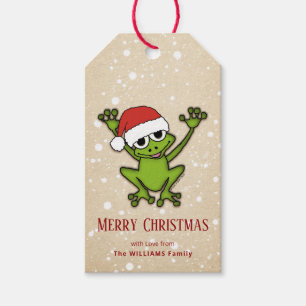 Etiquetas Para Regalos Rana del dibujo animado del navidad