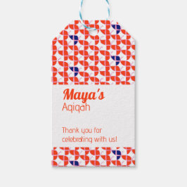 Etiquetas Para Regalos RÁPIDO Patrón Naranja blanco, Aqiqah Baby Shower