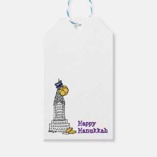 Etiquetas Para Regalos Rascacielos de NYC Feliz Día de Navidad Judío en H