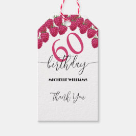 Etiquetas Para Regalos Raspberry color de agua rosa caligrafía cumpleaños