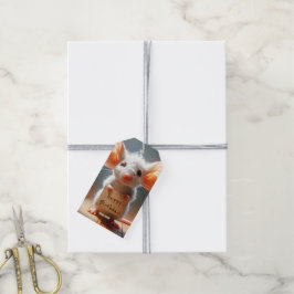 Etiquetas Para Regalos Ratón de Cumpleaños con Letrero de Cartón