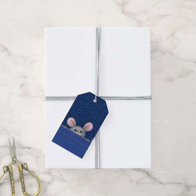 Etiquetas Para Regalos Ratón en bolsillo (Con cuerda)