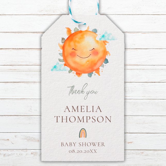 Etiquetas Para Regalos Ray Of Sunshine Boho Rainbow Baby Shower Favor (Subido por el creador)