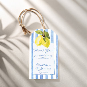 Etiquetas Para Regalos Rayas azules caseras limones boda italiano