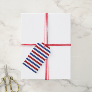 Etiquetas Para Regalos Rayas blancas rojas y azules