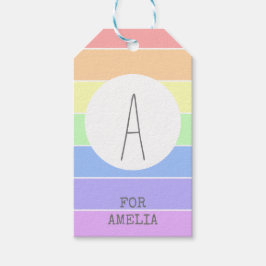 Etiquetas Para Regalos Rayas de color arcoiris monogramadas