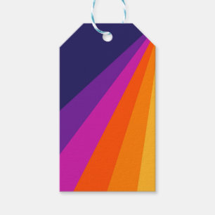 Etiquetas Para Regalos Rayas retro diagonales púrpura y naranja