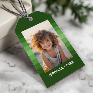Etiquetas Para Regalos Rayas Retro - Verde Navidad - Foto Simple