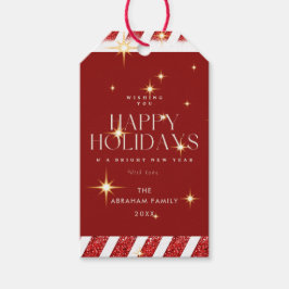 Etiquetas Para Regalos Rayas rojas personalizado resplandecientes vacacio