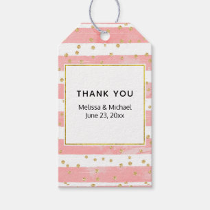 Etiquetas Para Regalos Rayas Rubor rosadas   Boda Faux Gold Confetti