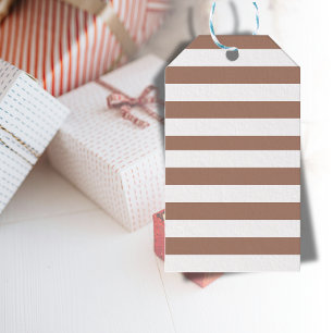 Etiquetas Para Regalos Rayas verticales vintage Mocha Mousse Blanco