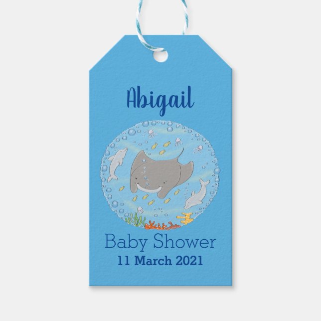 Etiquetas Para Regalos Rayo de manta y burbujas ilustracion personalizado (Anverso)