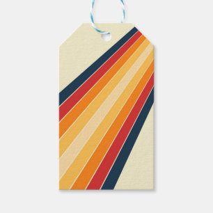 Etiquetas Para Regalos Rayos de sol diagonales de color retro