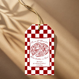 Etiquetas Para Regalos Rebanada de divertida pizza italiana de cuadros ro