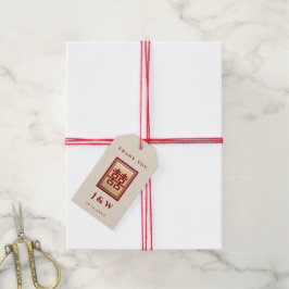 Etiquetas Para Regalos Rectángulo dorado doble felicidad Boda chino
