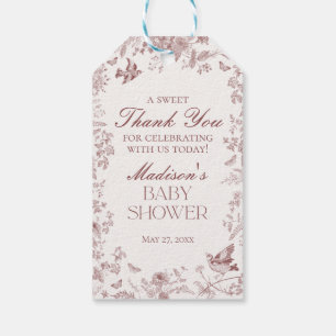 Etiquetas Para Regalos Recuerdo de Baby Shower Floral Vintage Toile de Bo