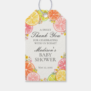 Etiquetas Para Regalos Recuerdos de Baby Shower Citrus Floral Little Cuti